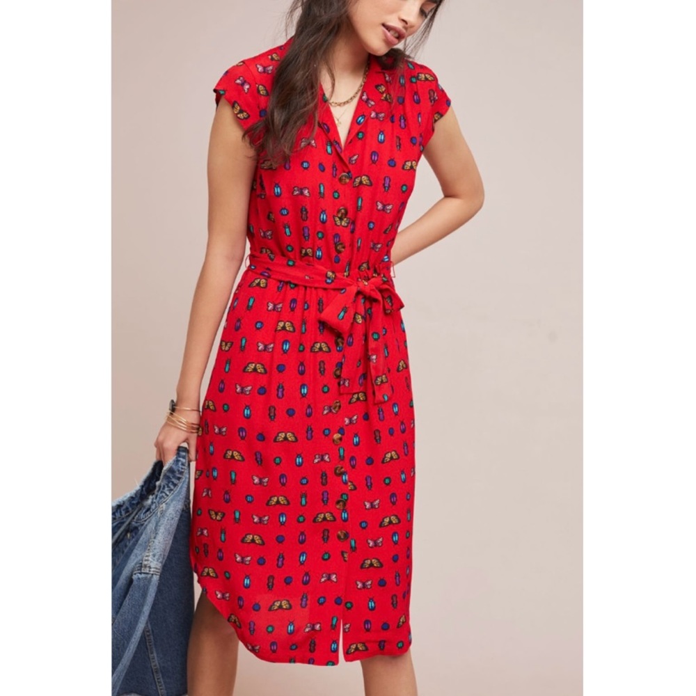 NWT Anthropologie Colloquial Shirtdress (bugs and butterfly print)